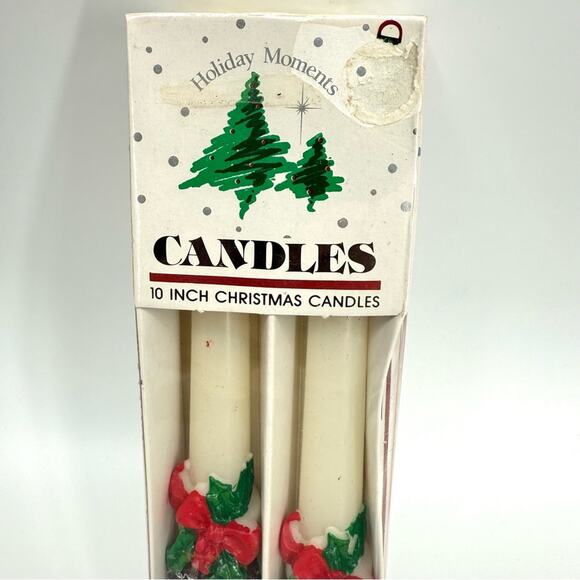 Holiday Moments Vintage Pack of 2 10" Taper Christmas Holiday Candles - Picture 2 of 5